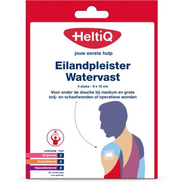 HeltiQ Wasserfestes Inselpflaster 9 x 10 cm – 4 Stück
