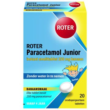Roter Paracetamol Junior Bananengeschmack 20 (Schmelz-)Tabletten 250 mg