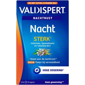 Valdispert Nacht Stark Baldrian, Passionsblume und Vitamin B12, 40 Dragees