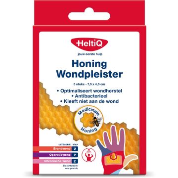 HeltiQ Honig Wundpflaster 7,5 cm x 4,5 cm 5 Stück