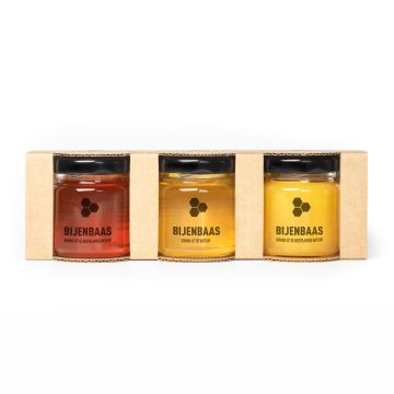 Bijenbaas Geschenkset – 3 kleine Honiggläser à 70 g