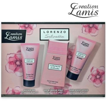 Dupe Geschenkset Creation Lamis Lorenzo Silvetto Woman EDP 100ml+Showergel 50ml+ Bodylotion 50ml
