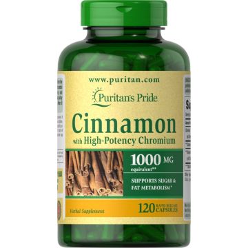 Puritan's Pride Cinnamon Complex mit hochwirksamem Chromium 1000 mg 60 Kapseln 15061
