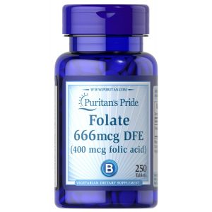 Puritan's Pride foliumzuur 666mcg DFE 400 mcg 250 Tabletten 1403