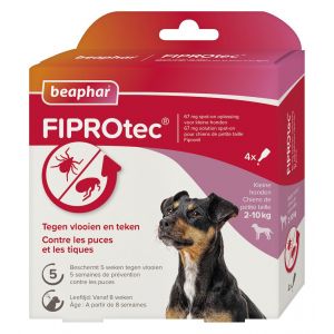Beaphar Fiprotec für Hunde 2-10 kg gegen Zecken und Flöhe 4 x 0,67 ml Pipetten