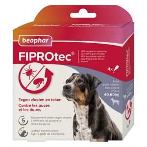 Beaphar Fiprotec für Hunde gegen Zecken und Flöhe 40-60 kg 4 x 4,02 ml Pipetten